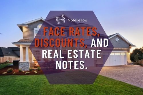 Photo of Nice Home with Words: "Face Rates, Discounts, and Real Estate Notes"